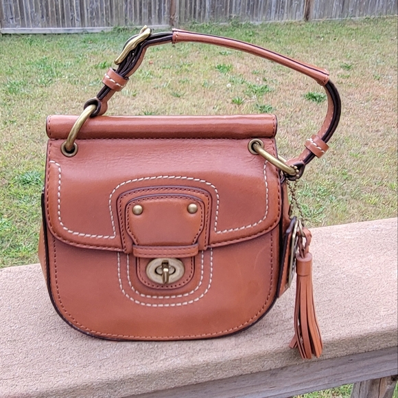 Coach Handbags - COPY - COACH LEATHER MINI WILLIS TAN COGNAC CROSSBODY OR TOP HANDLE BAG  F1269